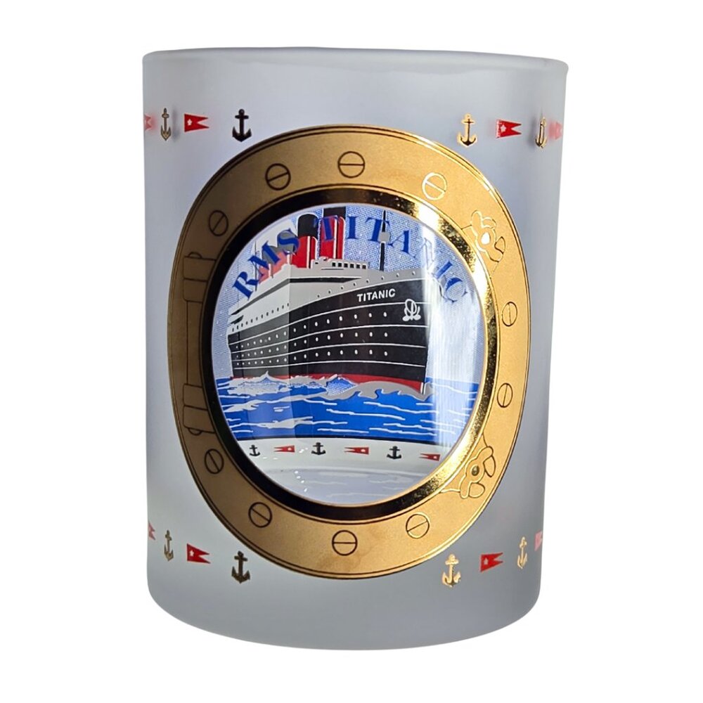 Titanic Museum Frosted Pictorial Souvenir Glass Made in USA